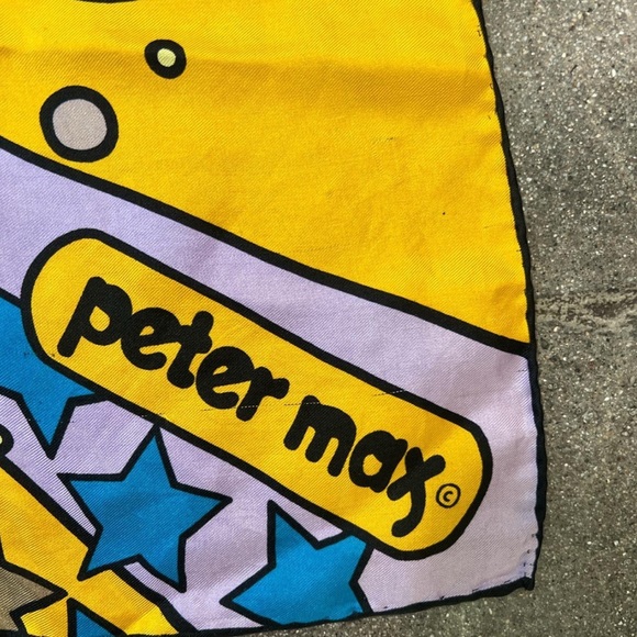 Vintage Peter Max silk scarf  80s fashion 1980s scarf - Picture 3 of 5